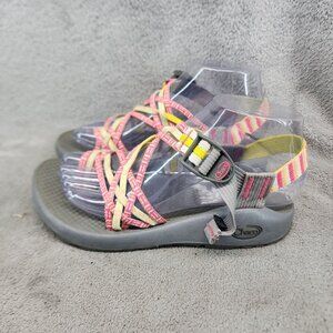Chacos Shoes Womens Size 6 Pink Yellow Z/X Triple Strap Toe Loop Sandals